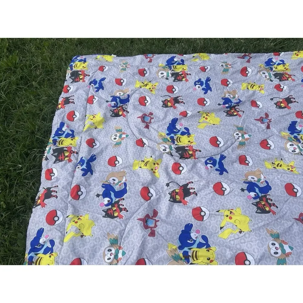 Pokemon Reversible Twin Comforter Pikachu Alola Pokeball 68x80 2019 READ